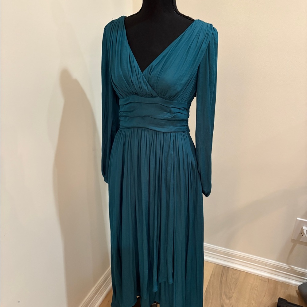 Anthropologie Teal Long Sleeve Dress